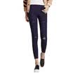 Antarctic Nanjiren hole pants pants imitation cowboy fashion trend wild feet pants tight pants pants thin section of navy blue M 16068