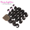 Malaysian Body Wave With Closure Free Middle Three Part Closure With Bundles Body Wave Human Hair Extensions