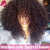 Brazilian Kinky Curly Virgin Hair With Closure Brazillian Hair With Closure 8A Brazilian Virgin Hair With Closure Deep Curly