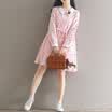 City Plus CITYPLUS Sen Female College Wind Small Fresh Loose Embroidery Print Long Sleeve Dress CWQZ173154 Pink M