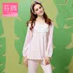 Jingdong Supermarket Feneng Jinteng J9613428 Pajamas spring 2017 new knitted round neck sets of home clothing suit light powder XL