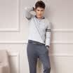 Cameroon autumn&winter men&39s Europe&the United States simple long-sleeved round neck can wear casual home service suit gray XXL 15Q087M