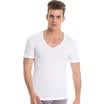 Three guns home service Shu skin cotton ribs stretch V-neck short-sleeved shirt 2 white gray 3XL