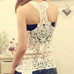 Summer New Fashion Womens Tank top Sexy lace tops Crochet Back Hollow-out woman Vest Camisole lace Vest