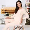 Aibo paternity clothing pregnant women nursing clothing autumn clothes Qiu pants suit pregnant women pajamas side open breast M305 pink XXL