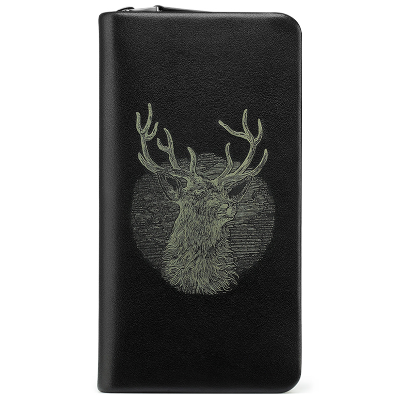 ULIFE original men&39s hand Baotou layer of leather soft leather personalized handbag package of young people wallet wallet deer totem S1011U- long section