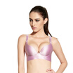 Qu Mu no steel wire drawing gathers twist adjustable solid color simple wind underwear Seamless comfortable bra QM7620 pink 75B