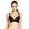 Qu Mu no trace to gather no ring bra comfortable adjustment of pure color full of stars elegant underwear QM7621 black 80A