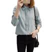 Long Yue Women 2017 spring new long-sleeved shirt Korean wild casual fashion short paragraph shirt tide LWCC171206 blue L