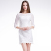 TMI Mystery Women Spring Spring Jacquered Lace Sitting Sleeve Dress 161050 White L