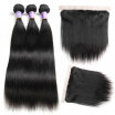 Lace Frontal Closure With Bundles Straight Virgin Hair Bundle Deals With Frontal 3 Bundles Human Hair Weave With Frontal Closure