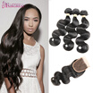 Malaysian Body Wave With Closure 7a Body Wave With Closure Human Hair Weave With Closure Malaysian Virgin Hair With Closure