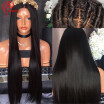 Hesperis Beautiful Long Silky Straight Silk Base Brazilian Virgin Lace Front Human Hair Wigs