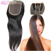 QDKZJ Free Shipping Brazilian Virgin 100 Human Hair Closures Straight Lace Closure Top 44 Middle 3 Way Part Bleached Knots