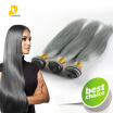 Trendy Grey Hair Silky Straight Weave Bundles 3 Unids Pelo Virginal Humano Brasileño 300g Grado 7A Extensión De Trama De Cabello De Calidad Superior