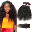 Peruvian Kinky Curly Virgin Hair with Closure Unprocessed Human Hair Weave with Closure Peruvian Virgin Hair with Closure