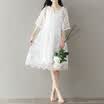 CITYPLUS Arts & Women&39s Lace Lace Embroidery One-piece Dress with harness CWQZ172358 White L