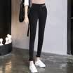 KuoyiHouse 0028 2017 new high waist nine points pants female jeans spring black stretch pants pants pants pants tight tight thin feet pants black XL