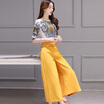 A pond morning 2017 autumn Korean Slim round neck five sleeves fashion wide leg pants suit female S71R0510A677XL on the white under the yellow XL