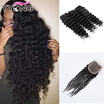 8A Brazilian Virgin Hair With Closure 3 Bundles Brazilian Deep Wave With Closure Unprocessed Brazilian Deep Human Hair Weaves