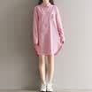 CITYPLUS Arts&Seniors in the long section of loose large size long-sleeved embroidery striped shirt skirt women CWQZ172363 red stripes M