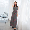 KuoyiHouse KuoyiHouse 7323 17 years new Korean version of the long section of the round neck sleeveless suit dress female tight waist cotton long dress cents 17 striped red lips S