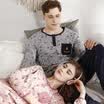 Red beans home couple pajamas men spring&autumn cotton long-sleeved round neck sets of cartoon printing home clothing suit 503 Ma gray 185 104A