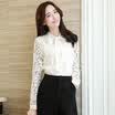 Siberian woman 2017 spring&summer chiffon shirt long sleeves loose lace sexy short jacket S71R0350A7M white M