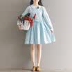 City Plus CITYPLUS Sen Female College Wind Small Fresh Loose Embroidery Print Long Sleeve Dress CWQZ173154 Light Blue M
