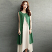 A pond morning 2017 simple&generous sleeveless wild round neck long section dress spring&summer S61R0016A4M green M
