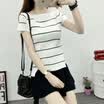 VIVAHEART Women&39s Korean Casual Fashion Open Knit Short Sleeve T-Shirt VWLCTC1601 White One Size