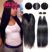 4" x 4" 8A grade Brazilian Virgin human Hair Top Lace closure With 4 pcs unprocessed Silky Straight black Hair Bundles weft