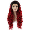 Iwona Synthetic Hair Lace Front Long Curly Black Red Ombre Wig