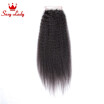 7A Peruvian Kinky Straight Closure Kinky Straight Virgin Human Hair Top Closure Free Middle 3 Part Italian Yaki Closures