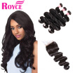 Unprocessed Human Hair Malaysian Body Wave 3Bundles with Lace Closure Malaysian Virgin Hair Bundles with Closure Human Hair Weave