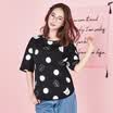 Semir Lady Cute Point Round Collar T-Shirt Top Shirt Korean Version 19017010204 Black&White M