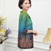 Simple fox 2017 new mother loaded spring&summer T-shirt middle-aged women&39s 7 points sleeve in the long section of chiffon shirt green L