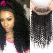 Mongolian Kinky Curly 360 Lace Frontal Pre Plucked Frontal 360 Lace Virgin Hair Human 360 Band Closures With Adjustable Straps