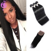 7A Straight Human Hair Bundles With Closure Brazilian Human Hair With Lace Closure