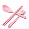 Xin Qin creative travel spoon chopsticks fork wheat straw box children cute students do not carry tableware three sets of Nordic powder