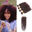Brazilian Curly Bundles With Closure 3 Kinky Curly Virgin Hair With Closure 99J Brazilian Hair Weave Bundles With Closure Deals