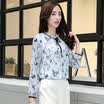 One morning morning 2017 Korean version of the autumn chiffon shirt female sleeves loose loose jacket S71R0297A1546M blue print M
