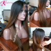 Ombre Glueless Lace Front Wig Silky Straight Two Tone Brazilian Hair Wigs with Baby Hair 1b30 Human Hair Wigs