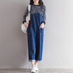 City Plus CITYPLUS Artistic Retro Casual Loose Siamese Necklace Leggings Cowboy Belt Pants CWKN173358 Blue M