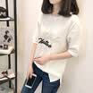 VIVAHEART Korean casual loose cotton personalized embroidery letters loose short sleeve T-shirt female VWTD174135 white L