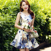 Siba homes 2017 summer women&39s sleeveless floral dress dress waist was thin big skirt S62A0013A28M color M