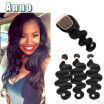 Peruvian Body Wave With Closure Peruvian Virgin Hair Body wave With Closure 8A Virgin Hair With Closure 3 Bundles Natural Color