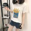 VIVAHEART Korean casual loose cotton fries T-shirt female fries pattern printing white short-sleeved VWTD174136 white M