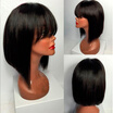 Brazilian Hair Short Bob Full lace Wigs 130 Density Straight Human Hair Bob Lace Front Wigs With Bang
