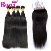 Malaysian Human Hair Straight 4Bundles with Lace Closure Unprocessed Human Hair Extensions malaysian Straight Bundles with Closure